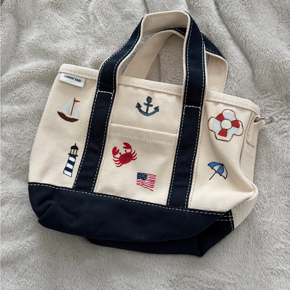 Lands’ End Small Canvas Tote – Custom Hand Painted Nautical Bag ⚓️